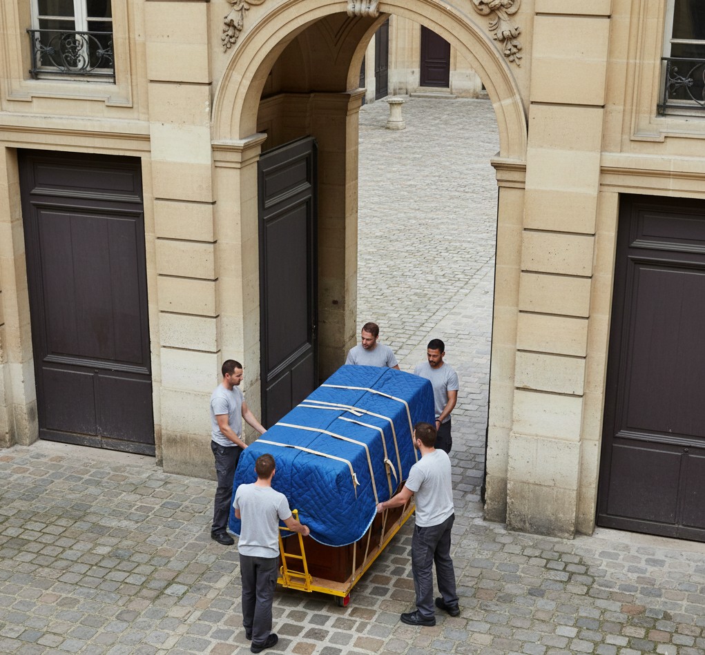 Transport de piano dans le 1ᵉʳ arrondissement de Paris
