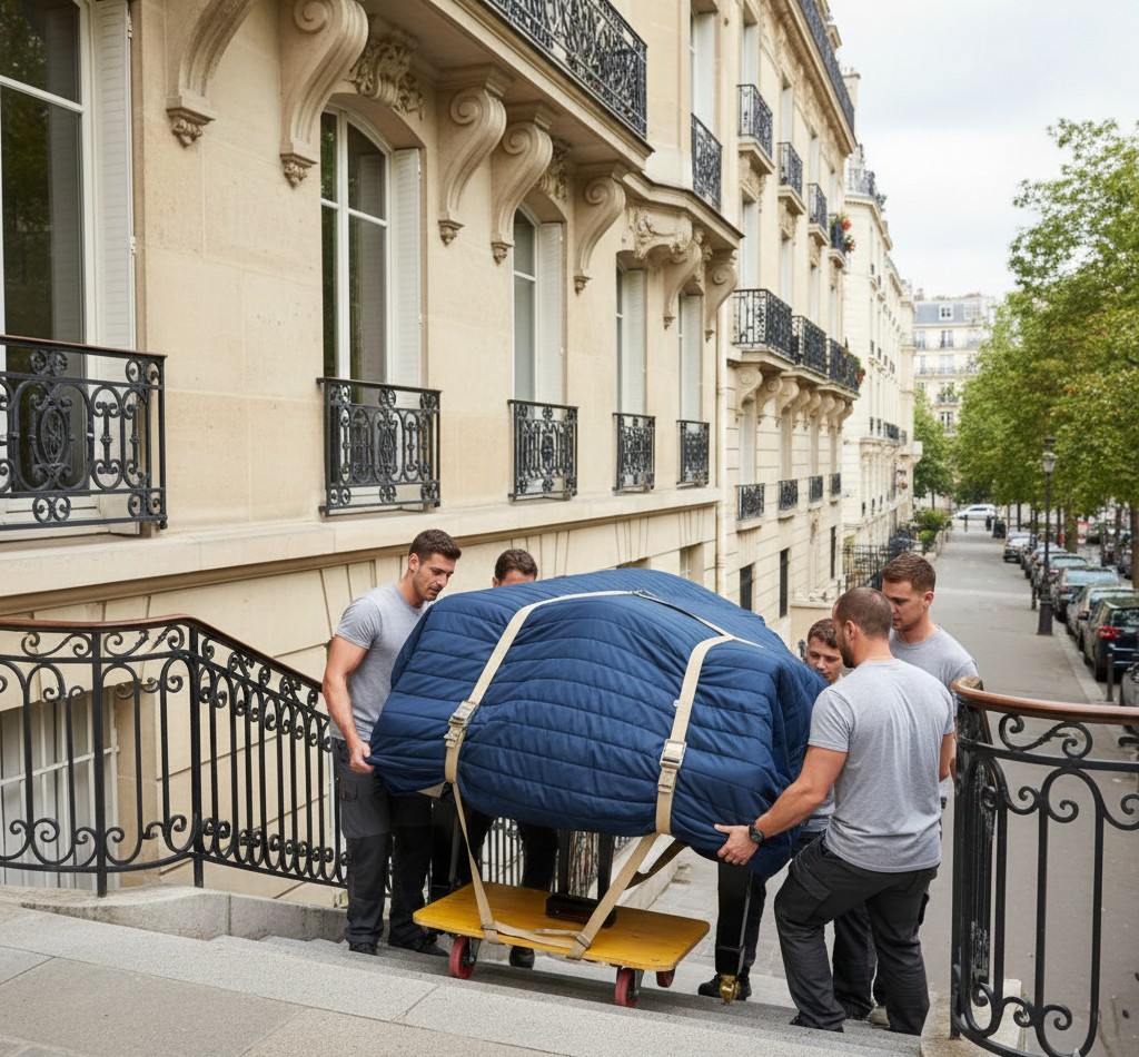Transport de piano dans le 17ᵉ arrondissement de Paris
