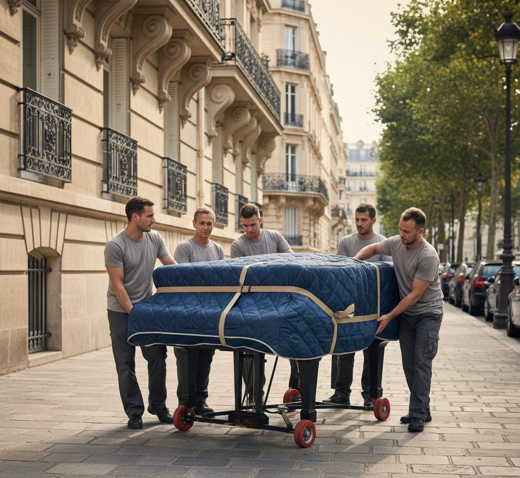 Transport professionnel de piano dans le 8ᵉ arrondissement de Paris